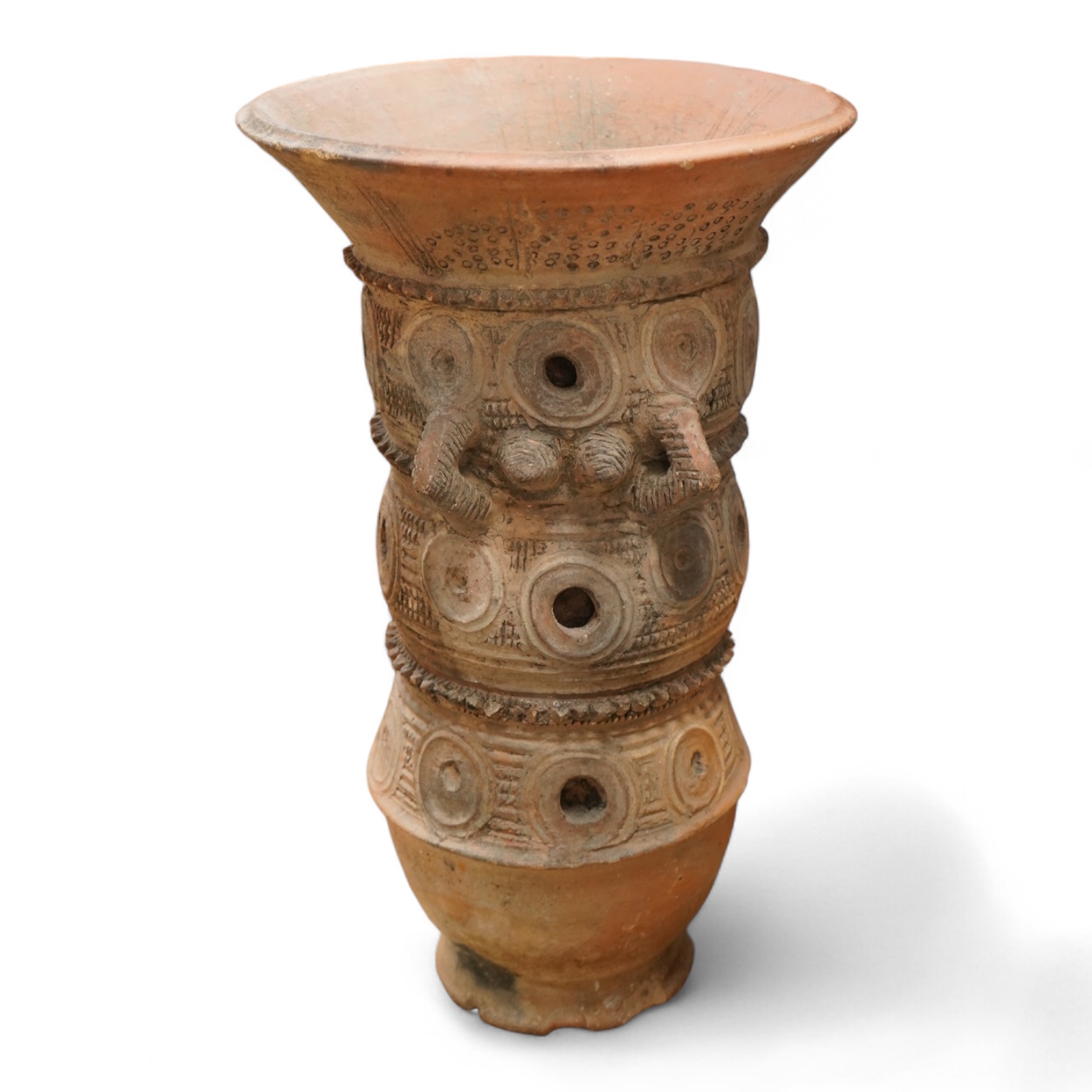 African art - a 20th century Nigerian terracotta nupe pot support, 55cm